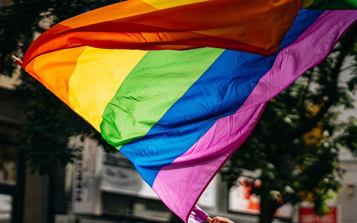 Pride flag in a parade